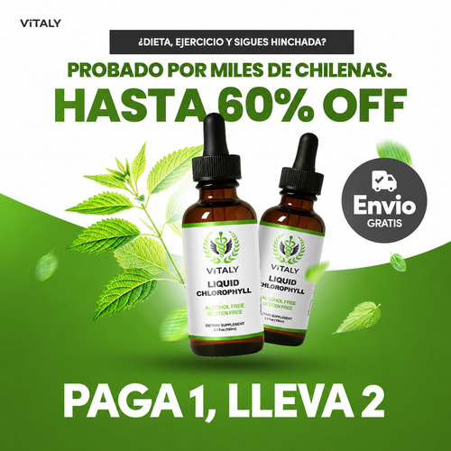 Clorofila Líquida Concentrada en Gotas | Suplemento Natural 50ml | Vitaly®