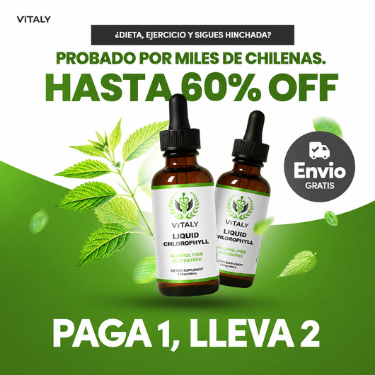 Clorofila Líquida Concentrada en Gotas | Suplemento Natural 50ml | Vitaly®