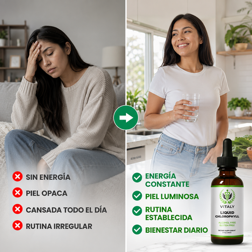 Clorofila Líquida Concentrada en Gotas | Suplemento Natural 50ml | Vitaly®